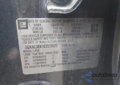 2014 Chevrolet Captiva Sport Lt from USA, damaged, VIN 3GNAL3EK1ES578820